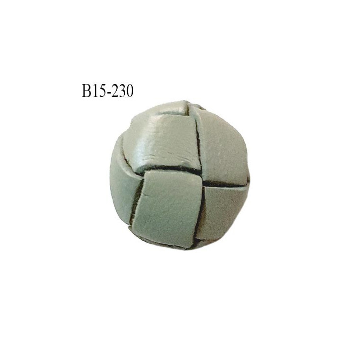 Bouton 15 mm style cuir couleur gris attache avec un anneau diamètre 15 mm bombé épaisseur 8 mm prix à la pièce