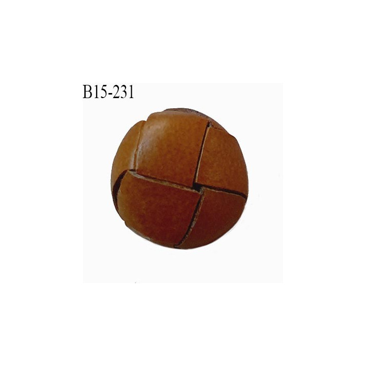 Bouton 15 mm style cuir couleur marron attache avec un anneau diamètre 15 mm bombé épaisseur 8 mm prix à la pièce