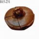 Bouton 15 mm style cuir couleur marron attache avec un anneau diamètre 15 mm bombé épaisseur 8 mm prix à la pièce