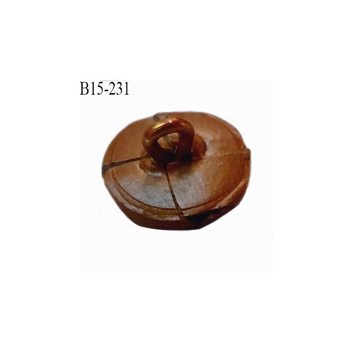 Bouton 15 mm style cuir couleur marron attache avec un anneau diamètre 15 mm bombé épaisseur 8 mm prix à la pièce