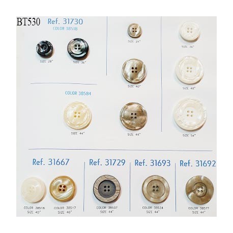 Plaque de 14 boutons pour création unique diamètre 15 à 34 mm prix pour la plaque entière