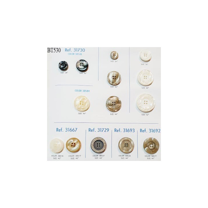 Plaque de 14 boutons pour création unique diamètre 15 à 34 mm prix pour la plaque entière