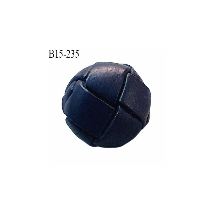 Bouton 15 mm style cuir couleur bleu foncé attache avec un anneau diamètre 15 mm bombé épaisseur 8 mm prix à la pièce