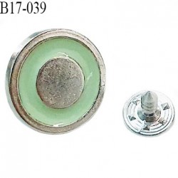 Bouton jeans 17 mm en métal couleur argent et vert avec le clou largeur 17 mm épaisseur 1.5 mm prix à la pièce