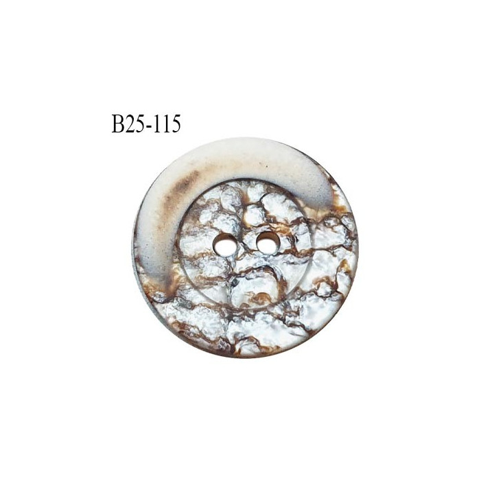 Bouton nacré 25 mm 2 trous diamètre 25 mm épaisseur 3 mm prix à l'unité