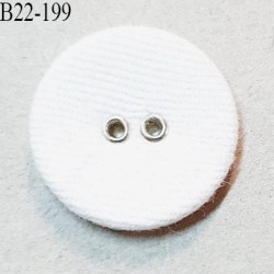 Bouton 22 mm recouvert de tissu couleur naturel 2 trous diamètre 22 mm épaisseur 4 mm prix à la pièce