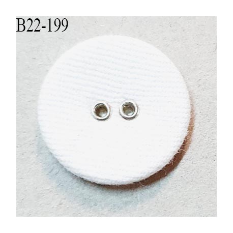 Bouton 22 mm recouvert de tissu couleur naturel 2 trous diamètre 22 mm épaisseur 4 mm prix à la pièce