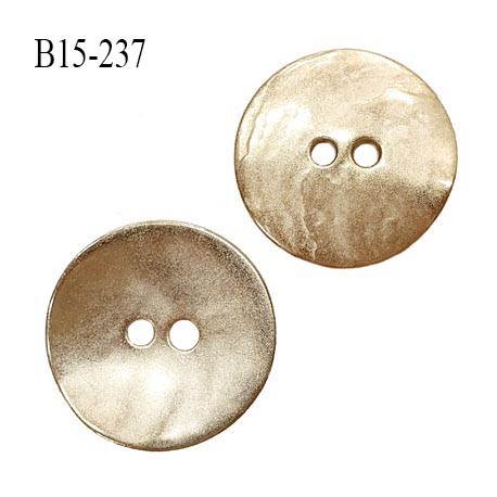 Bouton 15 mm en métal doré 2 trous diamètre 15 mm épaisseur 1.5 mm prix à l'unité