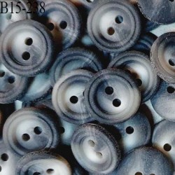 Bouton 15 mm couleur gris marbré 2 trous diamètre 15 mm épaisseur 3 mm prix à l'unité