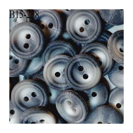 Bouton 15 mm couleur gris marbré 2 trous diamètre 15 mm épaisseur 3 mm prix à l'unité