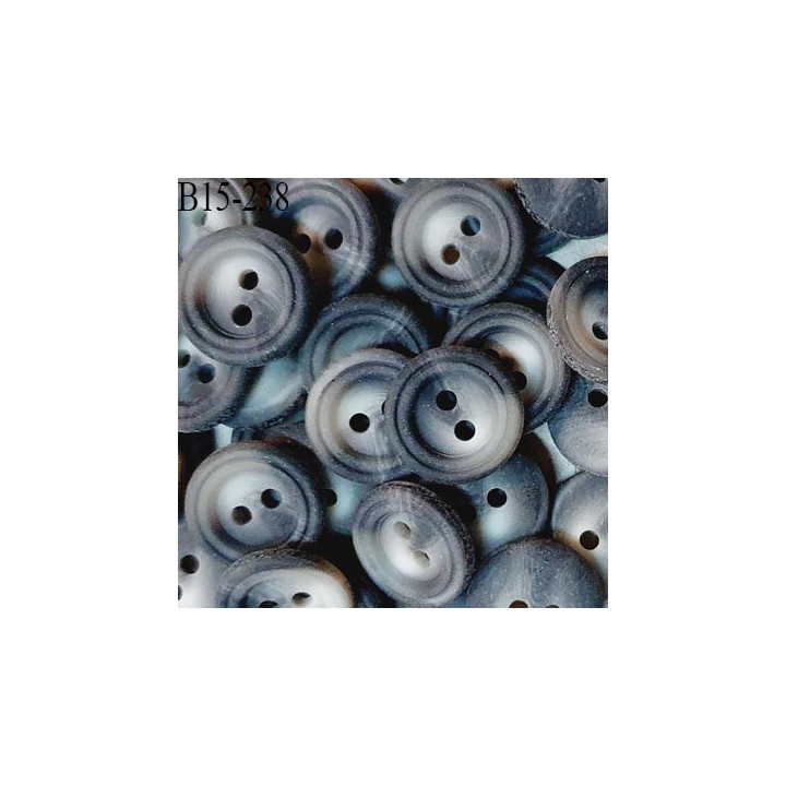 Bouton 15 mm couleur gris marbré 2 trous diamètre 15 mm épaisseur 3 mm prix à l'unité