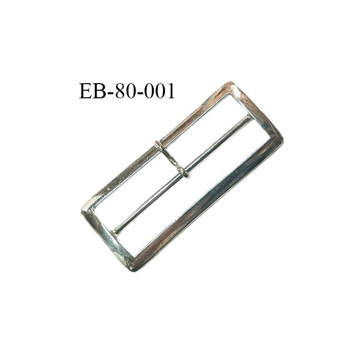 Boucle 80 mm métal couleur argent largeur extérieure 90 mm largeur intérieure 80 mm hauteur extérieure 38 mm prix à la pièce