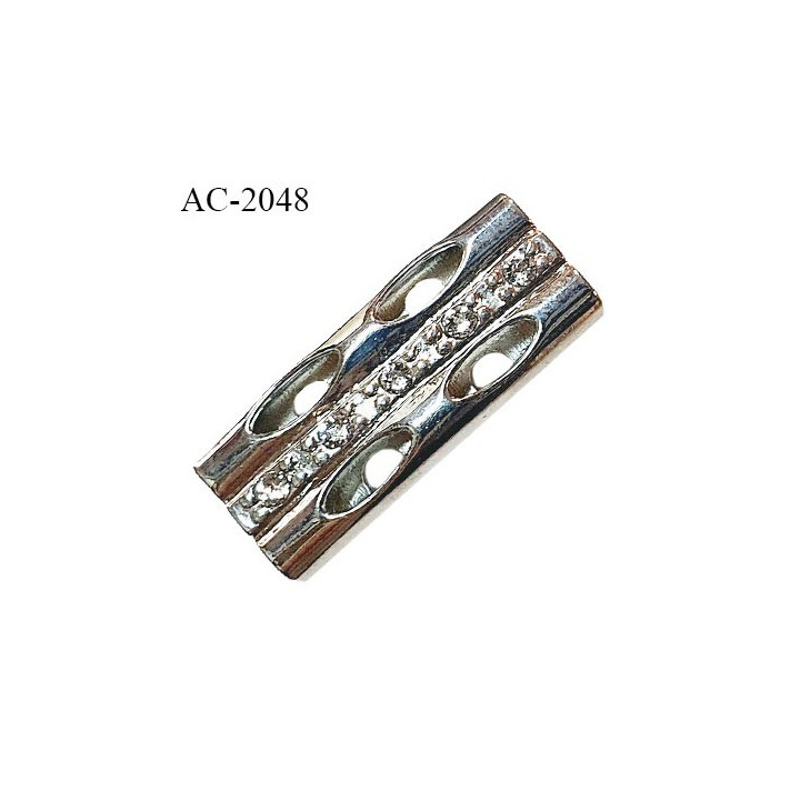 Accessoire décor ornement en métal avec 2 passages pour cordon ou élastique de 3 mm de diamètre prix à l'unité