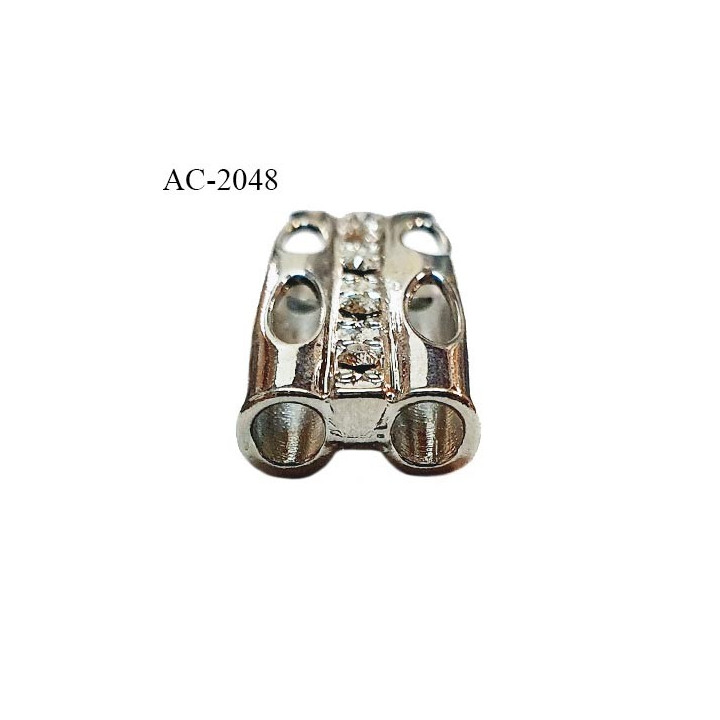 Accessoire décor ornement en métal avec 2 passages pour cordon ou élastique de 3 mm de diamètre prix à l'unité