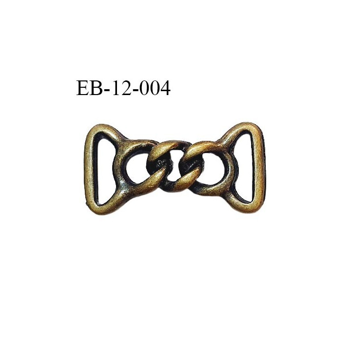 Boucle brandebourg métal couleur laiton vieilli largeur intérieure 12 mm extérieur 18 mm hauteur 35 mm prix à la pièce