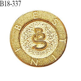 Bouton 18 mm en métal couleur doré avec inscription BESTINI accroche avec un anneau diamètre 18 mm épaisseur 2 mm prix à l'unité