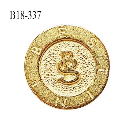 Bouton 18 mm en métal couleur doré avec inscription BESTINI accroche avec un anneau diamètre 18 mm épaisseur 2 mm prix à l'unité