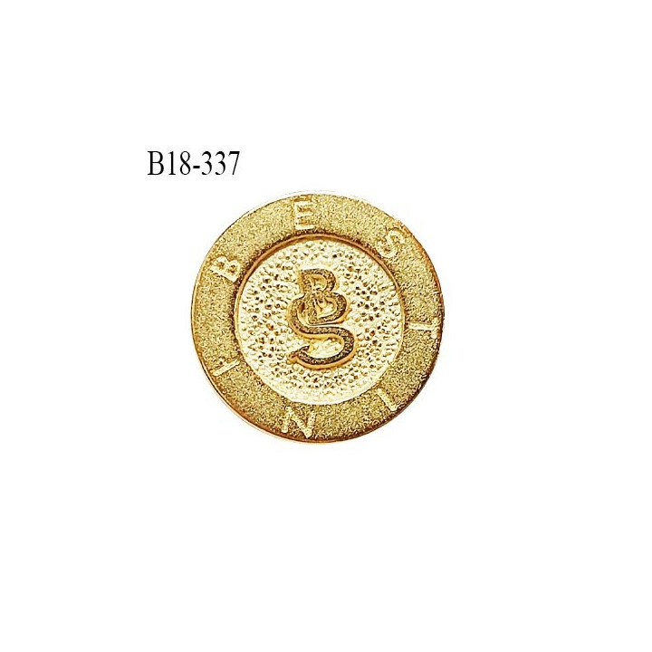 Bouton 18 mm en métal couleur doré avec inscription BESTINI accroche avec un anneau diamètre 18 mm épaisseur 2 mm prix à l'unité