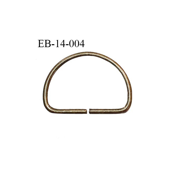 Boucle étrier anneau demi rond métal couleur laiton vieilli largeur extérieure 14 mm prix à la pièce