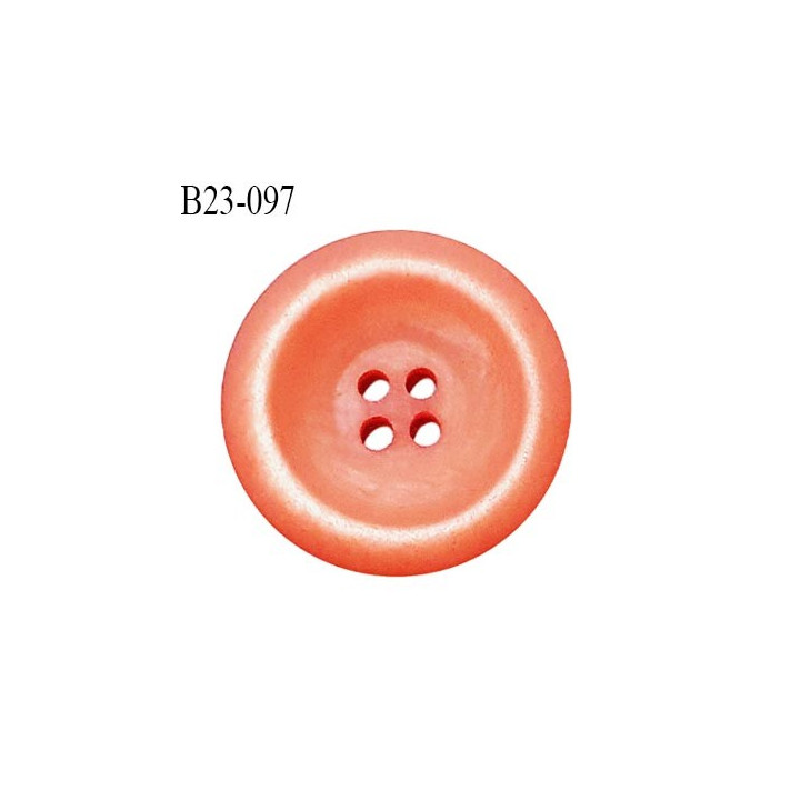 Bouton 23 mm couleur corail 4 trous diamètre 23 mm épaisseur 4 mm prix à l'unité