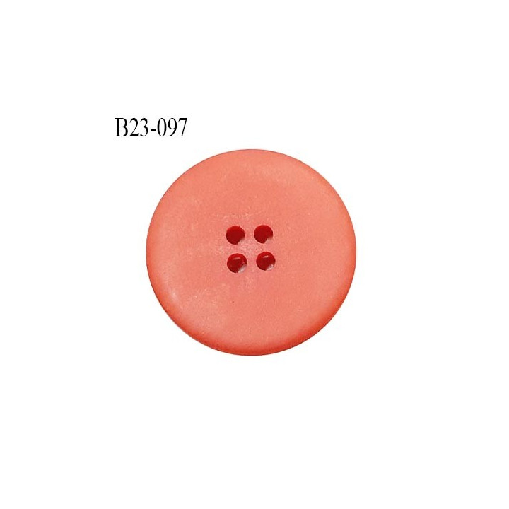 Bouton 23 mm couleur corail 4 trous diamètre 23 mm épaisseur 4 mm prix à l'unité