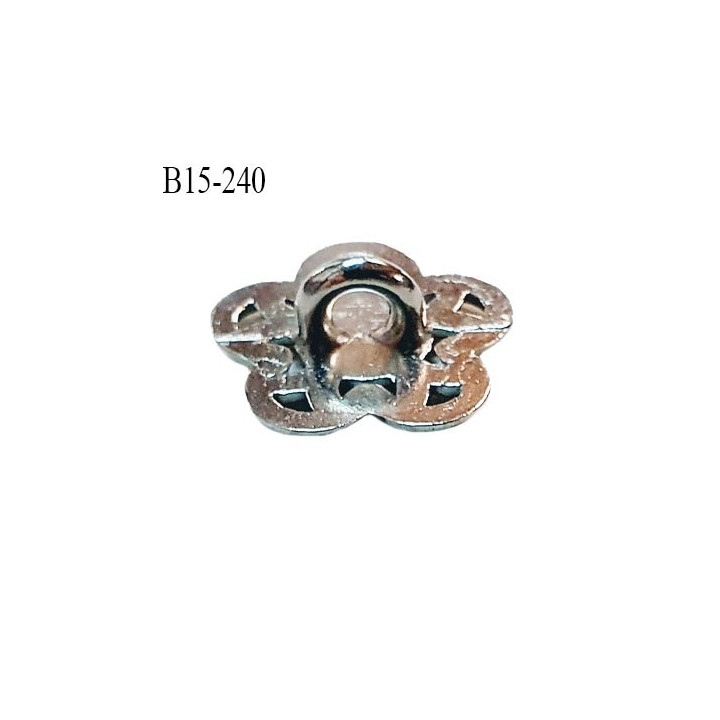 Bouton 15 mm en métal chrome forme fleur accroche avec un anneau diamètre 15 mm épaisseur 1 mm prix à l'unité