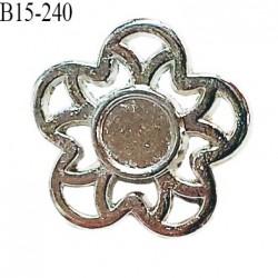 Bouton 15 mm en métal chrome forme fleur accroche avec un anneau diamètre 15 mm épaisseur 1 mm prix à l'unité