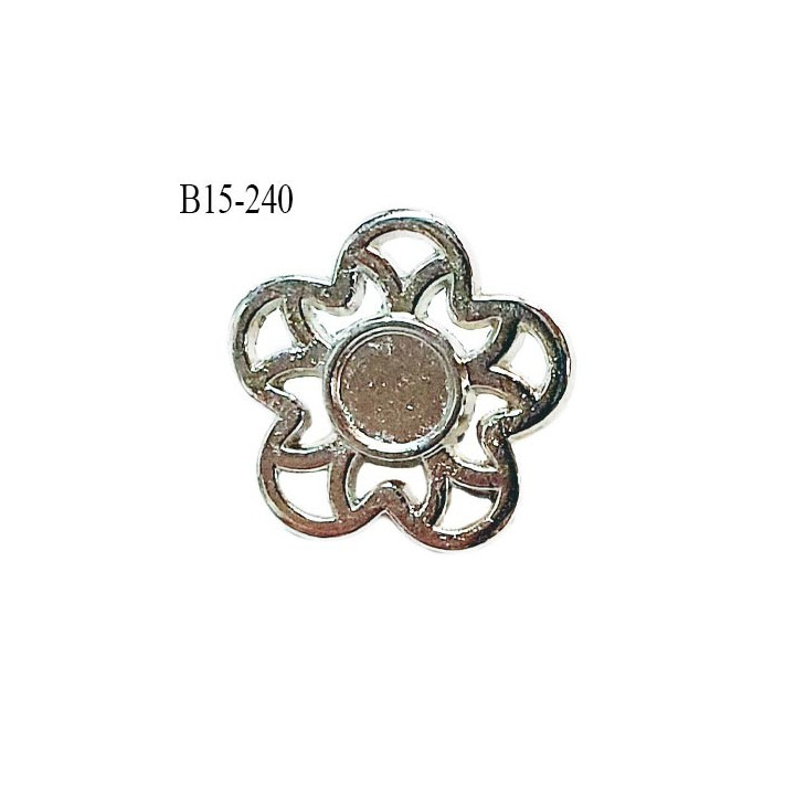 Bouton 15 mm en métal chrome forme fleur accroche avec un anneau diamètre 15 mm épaisseur 1 mm prix à l'unité