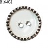 Bouton 16 mm en pvc transparent avec contour métal 2 trous diamètre 16 mm épaisseur 4 mm prix à la pièce