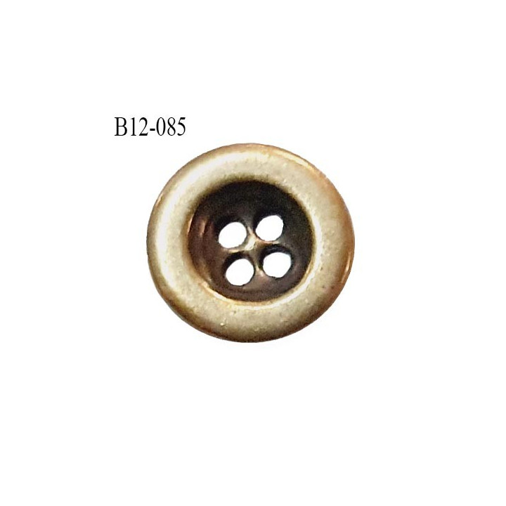 Bouton 12 mm métal couleur laiton 4 trous diamètre 12 mm épaisseur 2 mm prix à la pièce