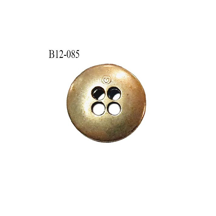 Bouton 12 mm métal couleur laiton 4 trous diamètre 12 mm épaisseur 2 mm prix à la pièce