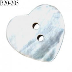 Bouton coeur nacre 20 mm couleur gris 2 trous largeur 20 mm prix à la pièce