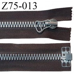 Fermeture zip 75 cm haut de gamme couleur marron glissière séparable en métal longueur 75 cm largeur 8 mm prix à la pièce