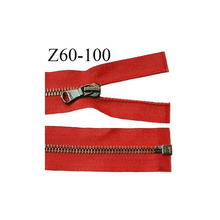 Fermeture zip 60 cm haut de gamme LAMPO séparable couleur rouge brique zip glissière métal longueur 60 cm prix à l'unité