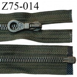 Fermeture zip 75 cm haut de gamme couleur vert kaki glissière séparable en métal longueur 75 cm largeur 6 mm prix à la pièce