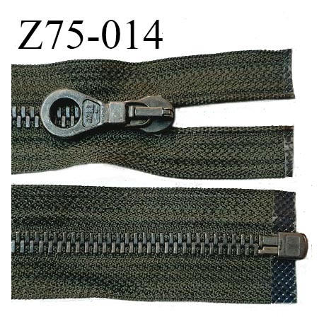 Fermeture zip 75 cm haut de gamme couleur vert kaki glissière séparable en métal longueur 75 cm largeur 6 mm prix à la pièce