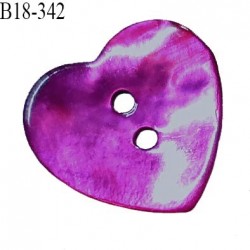Bouton coeur nacre 18 mm couleur violet largeur 18 mm prix à la pièce