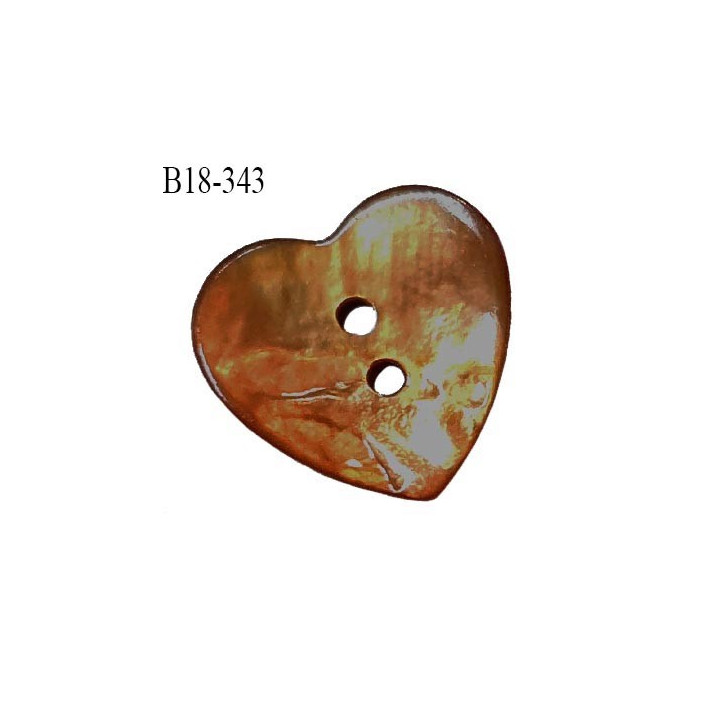 Bouton coeur nacre 18 mm couleur marron largeur 18 mm prix à la pièce