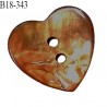 Bouton coeur nacre 18 mm couleur marron largeur 18 mm prix à la pièce