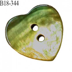 Bouton coeur nacre 18 mm couleur marron vert largeur 18 mm prix à la pièce