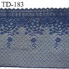 Dentelle brodée 24 cm haut de gamme broderies sur tulle couleur bleu denim largeur 24 cm fabriqué en France prix pour un mètre