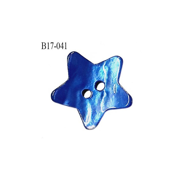 Bouton étoile nacre 17 mm couleur bleu largeur 17 mm prix à la pièce