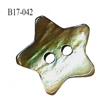 Bouton étoile nacre 17 mm couleur kaki largeur 17 mm prix à la pièce