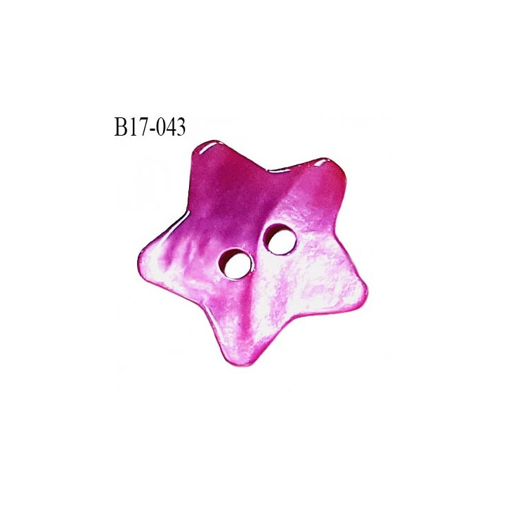 Bouton étoile nacre 17 mm couleur rose fuchsia largeur 17 mm prix à la pièce