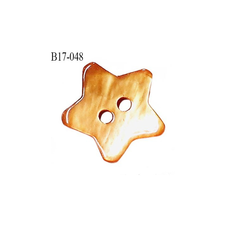 Bouton étoile nacre 17 mm couleur orange largeur 17 mm prix à la pièce