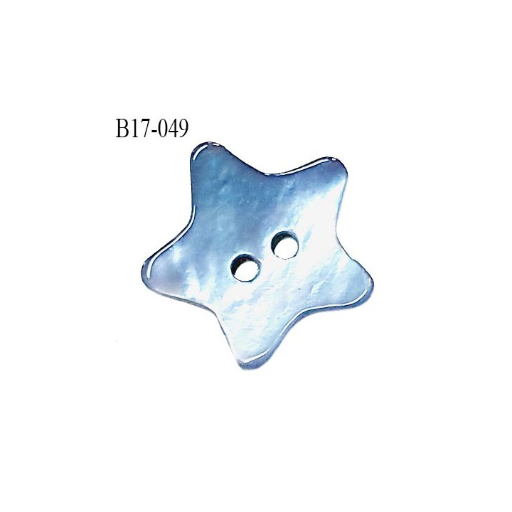 Bouton étoile nacre 17 mm couleur bleu ciel largeur 17 mm prix à la pièce