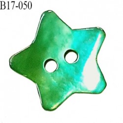 Bouton étoile nacre 17 mm couleur vert largeur 17 mm prix à la pièce