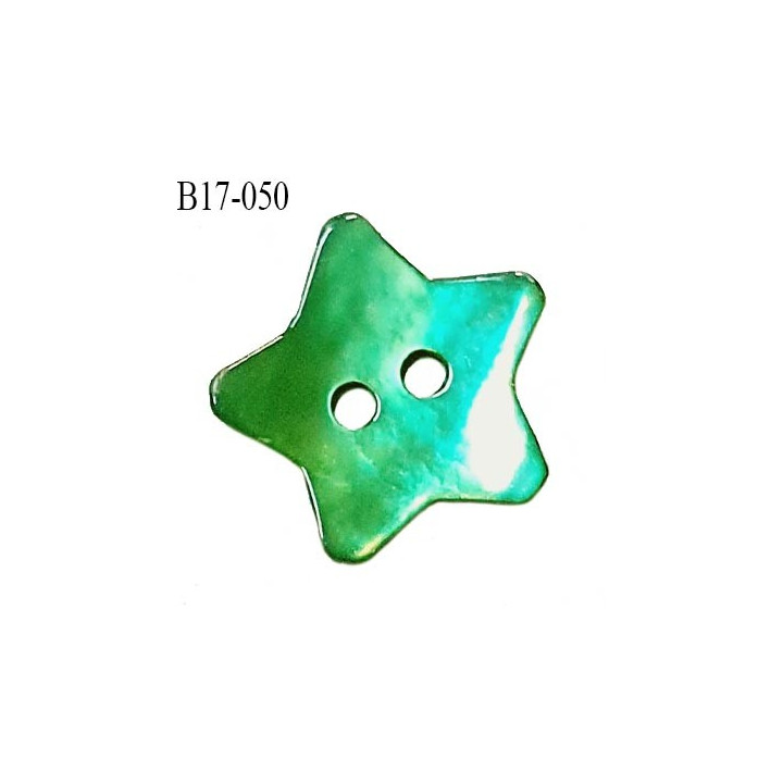 Bouton étoile nacre 17 mm couleur vert largeur 17 mm prix à la pièce