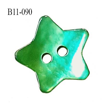 Bouton étoile nacre 11 mm couleur vert 2 trous largeur 11 mm prix à la pièce