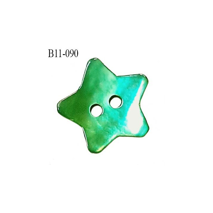 Bouton étoile nacre 11 mm couleur vert 2 trous largeur 11 mm prix à la pièce